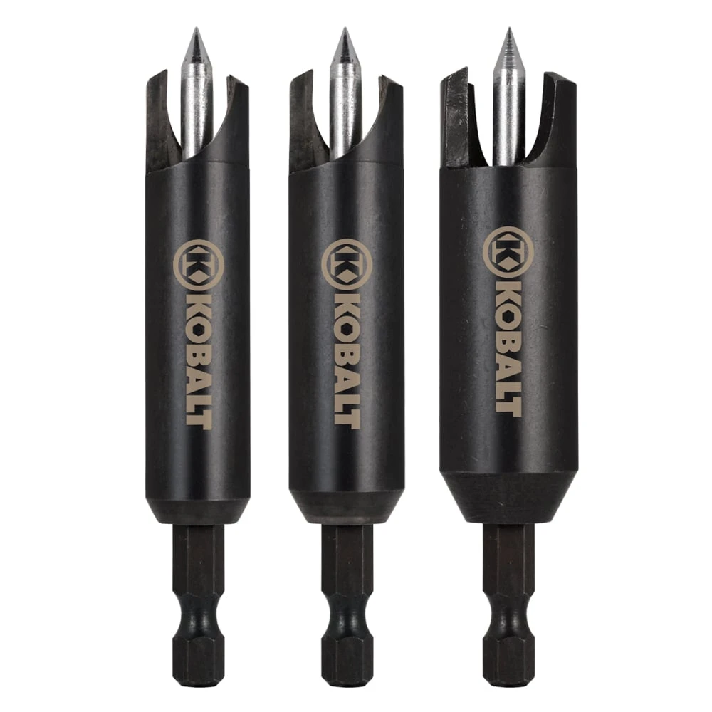 Kobalt 3 -Piece Assorted X 3-1/2-in Woodboring Plug Cutters Drill Bit Set 1 Kobalt 3 -Piece Assorted X 3-1/2-in Woodboring Plug Cutters Drill Bit Set -Kobalt Tools 03094257