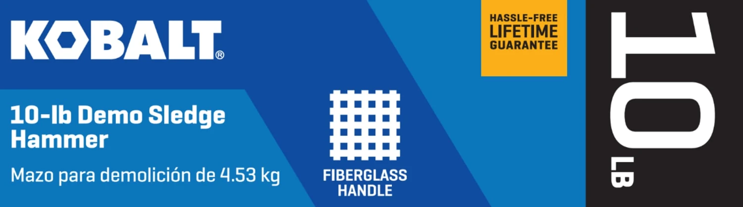 Kobalt 10 -lb Steel Head Fiberglass Handle Demolition Sledge Hammer 7 Kobalt 10 -lb Steel Head Fiberglass Handle Demolition Sledge Hammer -Kobalt Tools 64662756