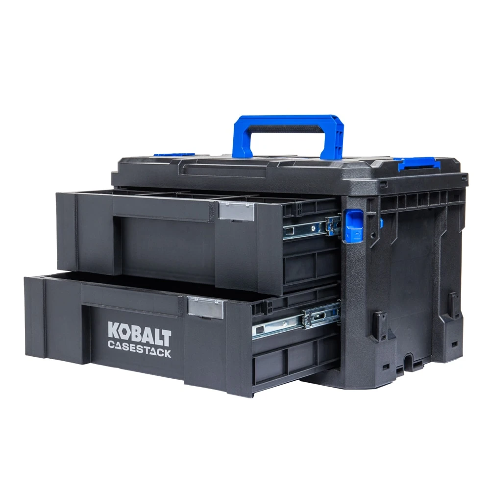 Kobalt CASESTACK 14.16-in W X 21-in H X 13.5-in D 2 -Drawer Black Plastic Tool Box 2 Kobalt CASESTACK 14.16-in W X 21-in H X 13.5-in D 2 -Drawer Black Plastic Tool Box -Kobalt Tools 65345298