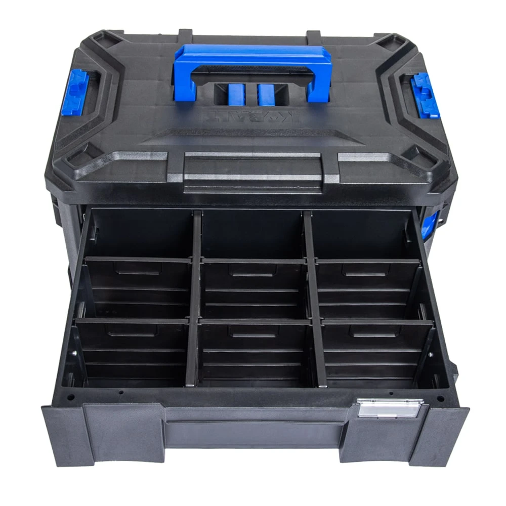 Kobalt CASESTACK 14.16-in W X 21-in H X 13.5-in D 2 -Drawer Black Plastic Tool Box 4 Kobalt CASESTACK 14.16-in W X 21-in H X 13.5-in D 2 -Drawer Black Plastic Tool Box -Kobalt Tools 65345300