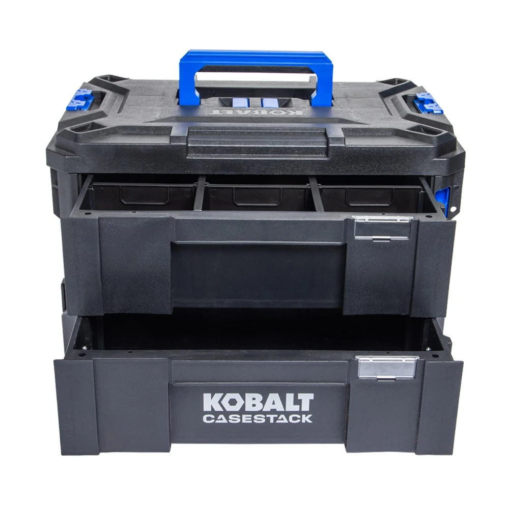 Kobalt CASESTACK 14.16-in W X 21-in H X 13.5-in D 2 -Drawer Black Plastic Tool Box 3 Kobalt CASESTACK 14.16-in W X 21-in H X 13.5-in D 2 -Drawer Black Plastic Tool Box -Kobalt Tools 65345302