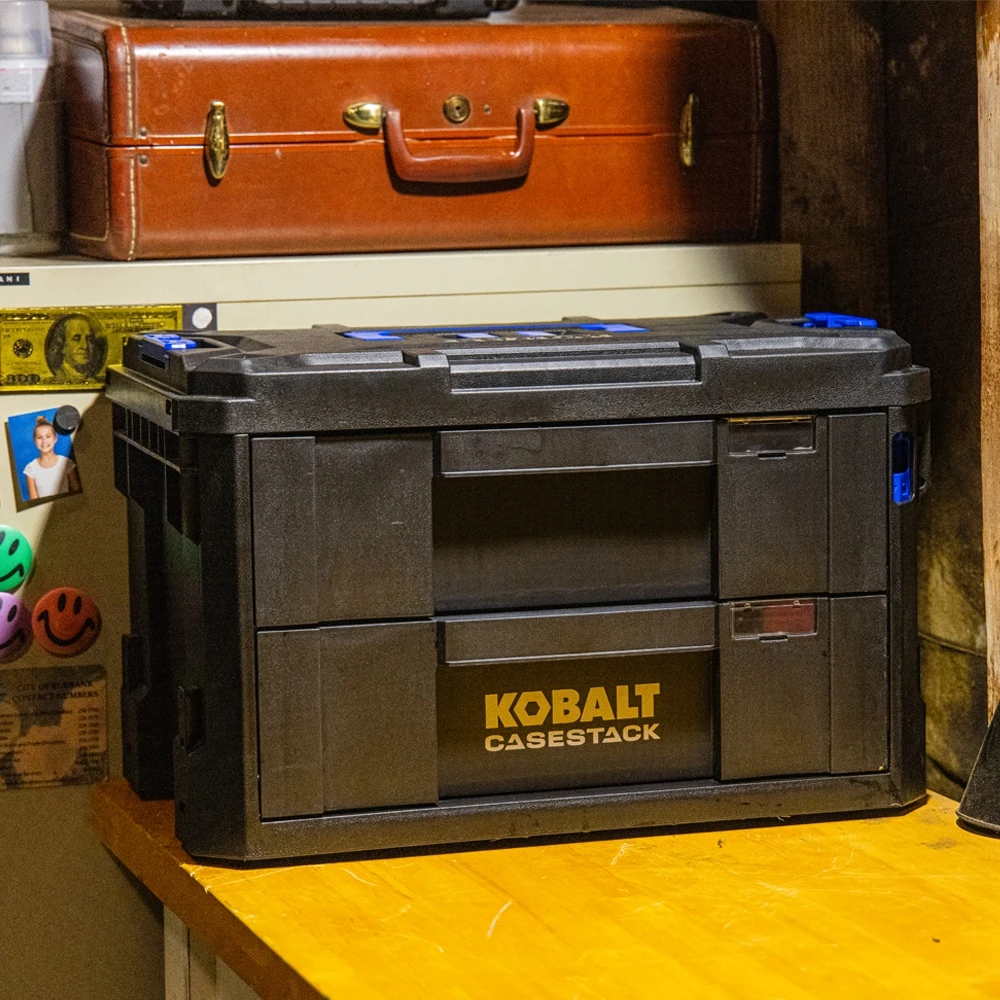 Kobalt CASESTACK 14.16-in W X 21-in H X 13.5-in D 2 -Drawer Black Plastic Tool Box 12 Kobalt CASESTACK 14.16-in W X 21-in H X 13.5-in D 2 -Drawer Black Plastic Tool Box -Kobalt Tools 65345308
