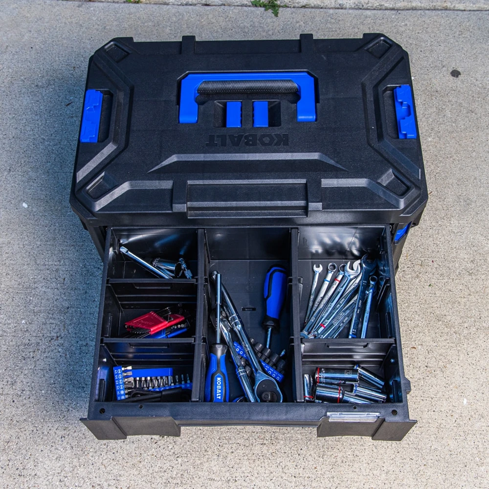 Kobalt CASESTACK 14.16-in W X 21-in H X 13.5-in D 2 -Drawer Black Plastic Tool Box 14 Kobalt CASESTACK 14.16-in W X 21-in H X 13.5-in D 2 -Drawer Black Plastic Tool Box -Kobalt Tools 65345312