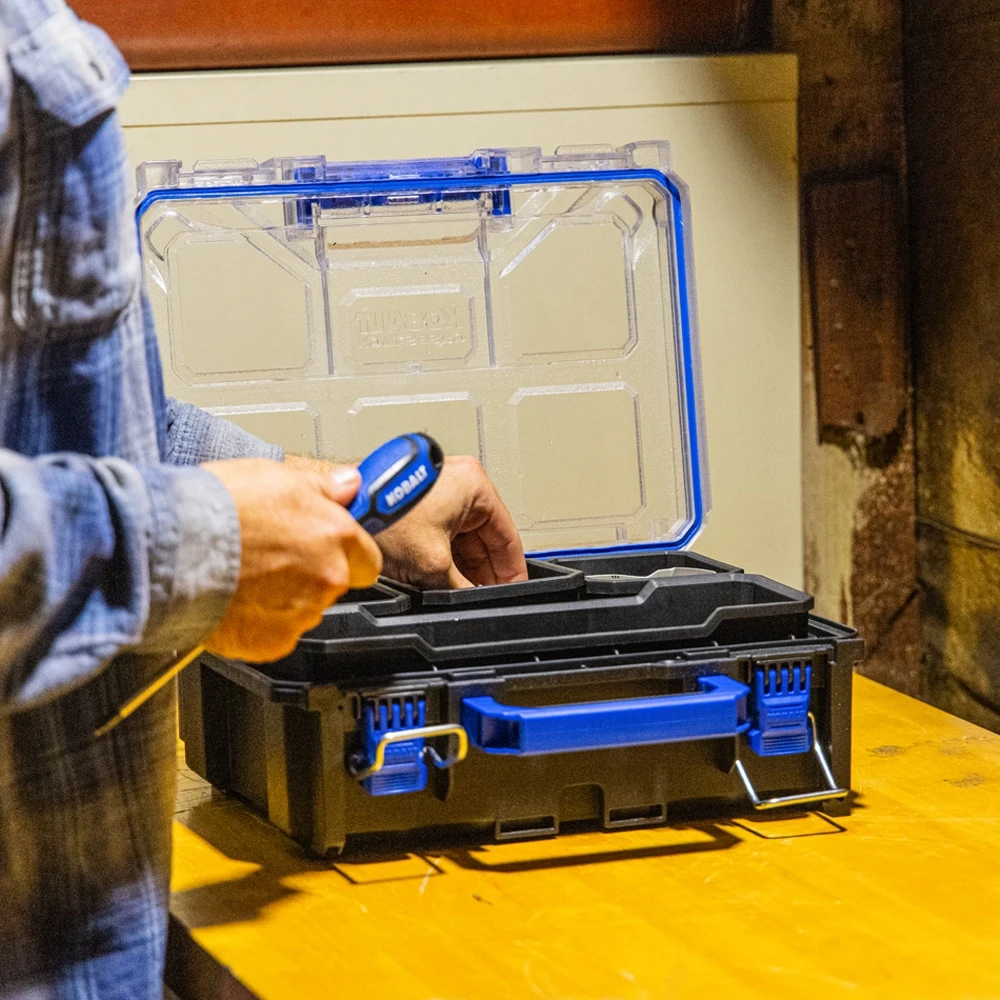 Kobalt CASESTACK 10.14-in W X 13.4-in H X 5-in D Black Plastic Tool Box 10 Kobalt CASESTACK 10.14-in W X 13.4-in H X 5-in D Black Plastic Tool Box -Kobalt Tools 65345658