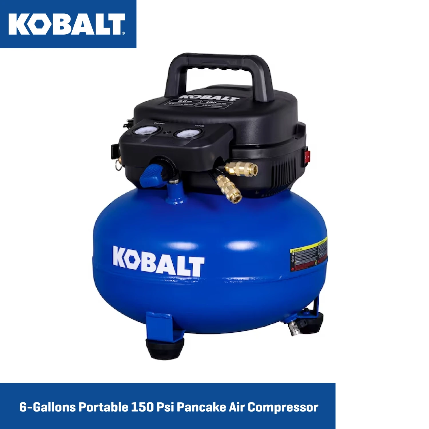 Kobalt 6-Gallon Portable Electric 150 PSI Pancake Air Compressor With Accessories Included 3 Kobalt 6-Gallon Portable Electric 150 PSI Pancake Air Compressor With Accessories Included -Kobalt Tools 65746988
