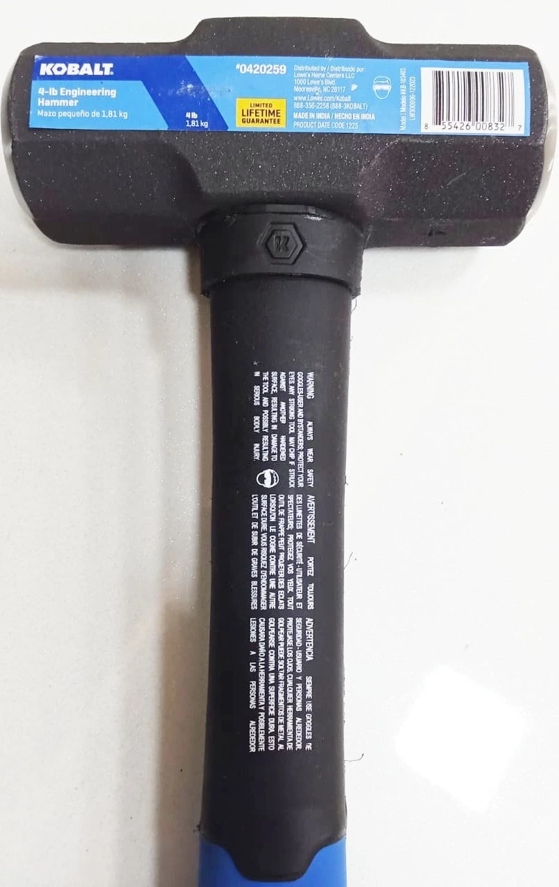 Kobalt 4 -lb Steel Head Fiberglass Handle Engineering Sledge Hammer 5 Kobalt 4 -lb Steel Head Fiberglass Handle Engineering Sledge Hammer -Kobalt Tools 67482323