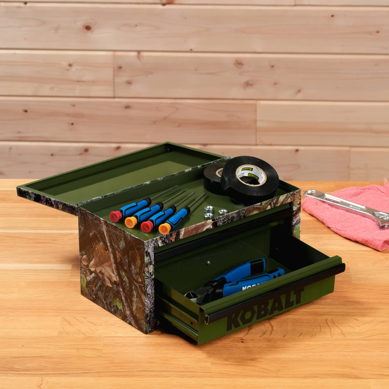 Kobalt Portable Mini Toolbox 10.83-in W X 5.91-in H X 5.91-in D 2 -Drawer Camo Steel Tool Box 4 Kobalt Portable Mini Toolbox 10.83-in W X 5.91-in H X 5.91-in D 2 -Drawer Camo Steel Tool Box -Kobalt Tools 68176483 scaled