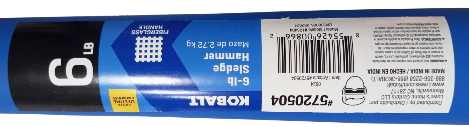 Kobalt 6 -lb Steel Head Fiberglass Handle Demolition Sledge Hammer 5 Kobalt 6 -lb Steel Head Fiberglass Handle Demolition Sledge Hammer -Kobalt Tools 69305447 scaled