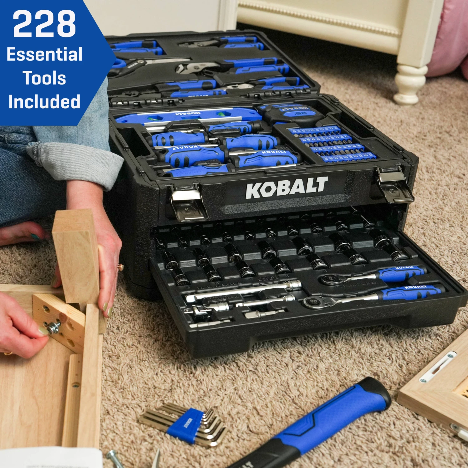 Kobalt 228 -Piece Blue Household Tool Set With Folding Case 4 Kobalt 228 -Piece Blue Household Tool Set With Folding Case -Kobalt Tools 71092923 scaled