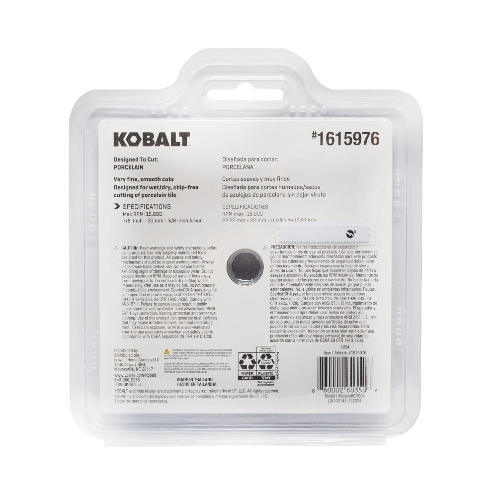 Kobalt 4-in Wet/Dry Continuous Rim Diamond Saw Blade 6 Kobalt 4-in Wet/Dry Continuous Rim Diamond Saw Blade -Kobalt Tools 73436866