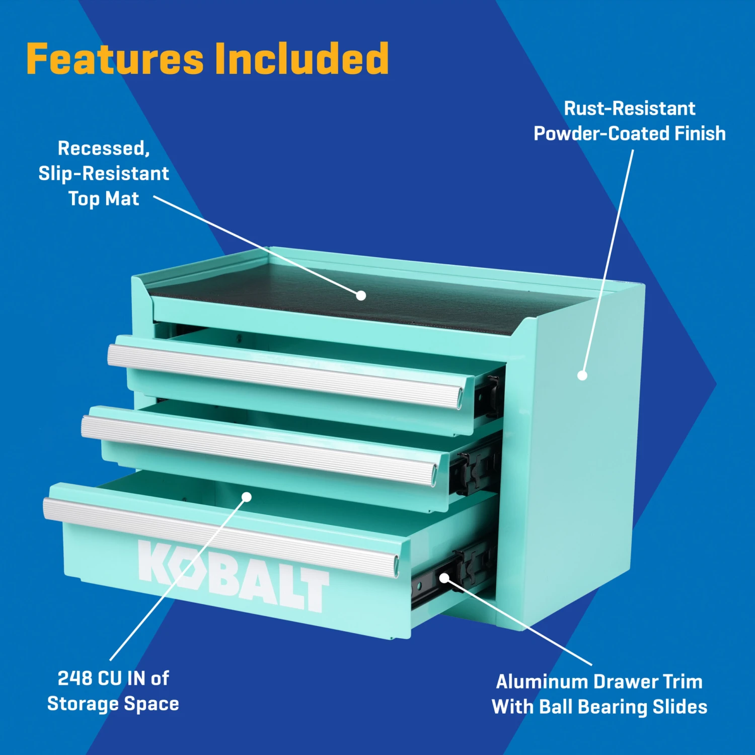 Kobalt Portable Tool Box 11.1-in W X 7.36-in H X 6.14-in D 3 -Drawer Teal Steel Tool Box 3 Kobalt Portable Tool Box 11.1-in W X 7.36-in H X 6.14-in D 3 -Drawer Teal Steel Tool Box -Kobalt Tools 73954230 scaled