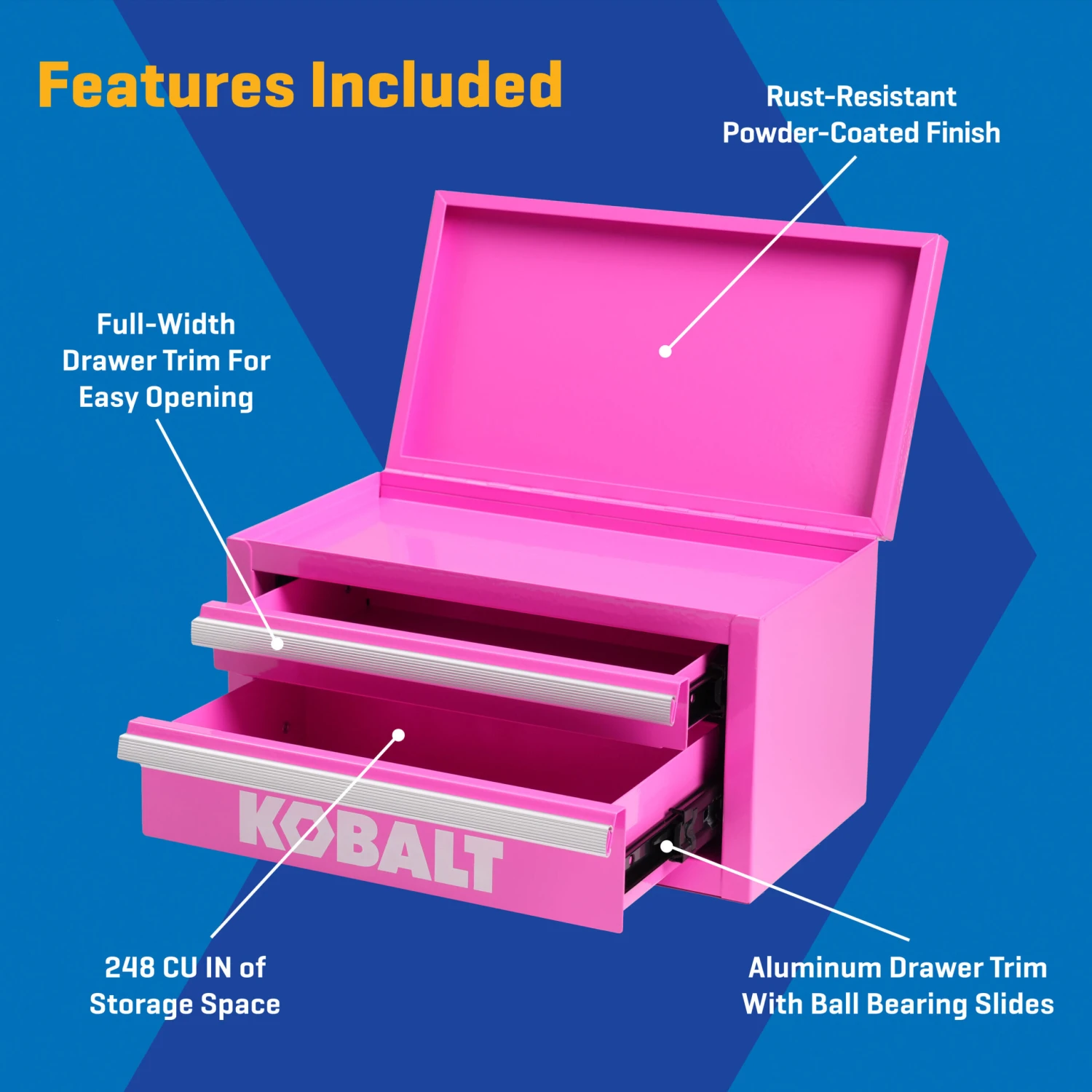 Kobalt Portable Tool Boxes 10.83-in W X 5.91-in H X 5.91-in D 2 -Drawer Hot Pink Steel Tool Box 3 Kobalt Portable Tool Boxes 10.83-in W X 5.91-in H X 5.91-in D 2 -Drawer Hot Pink Steel Tool Box -Kobalt Tools 74365440 scaled