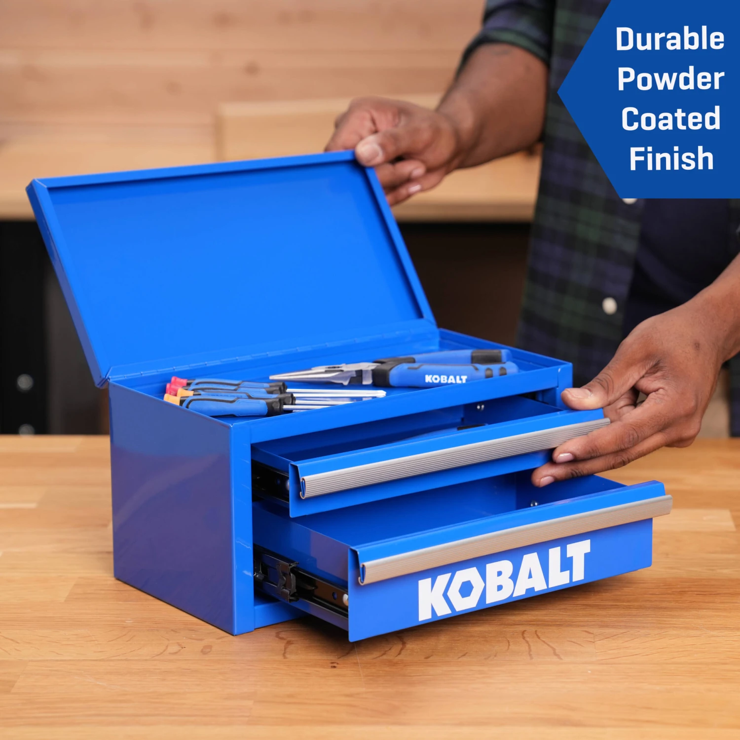 Kobalt Portable Tool Box 10.83-in W X 5.91-in H X 5.91-in D 2 -Drawer Blue Steel Tool Box 7 Kobalt Portable Tool Box 10.83-in W X 5.91-in H X 5.91-in D 2 -Drawer Blue Steel Tool Box -Kobalt Tools 74822286 scaled