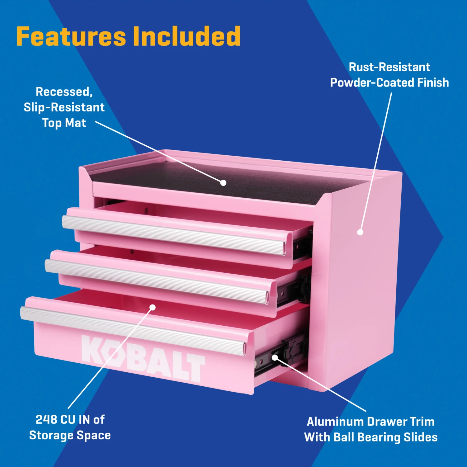 Kobalt Portable Tool Box 11.1-in W X 7.36-in H X 6.14-in D 3 -Drawer Pink Steel Tool Box 3 Kobalt Portable Tool Box 11.1-in W X 7.36-in H X 6.14-in D 3 -Drawer Pink Steel Tool Box -Kobalt Tools 74823924 scaled