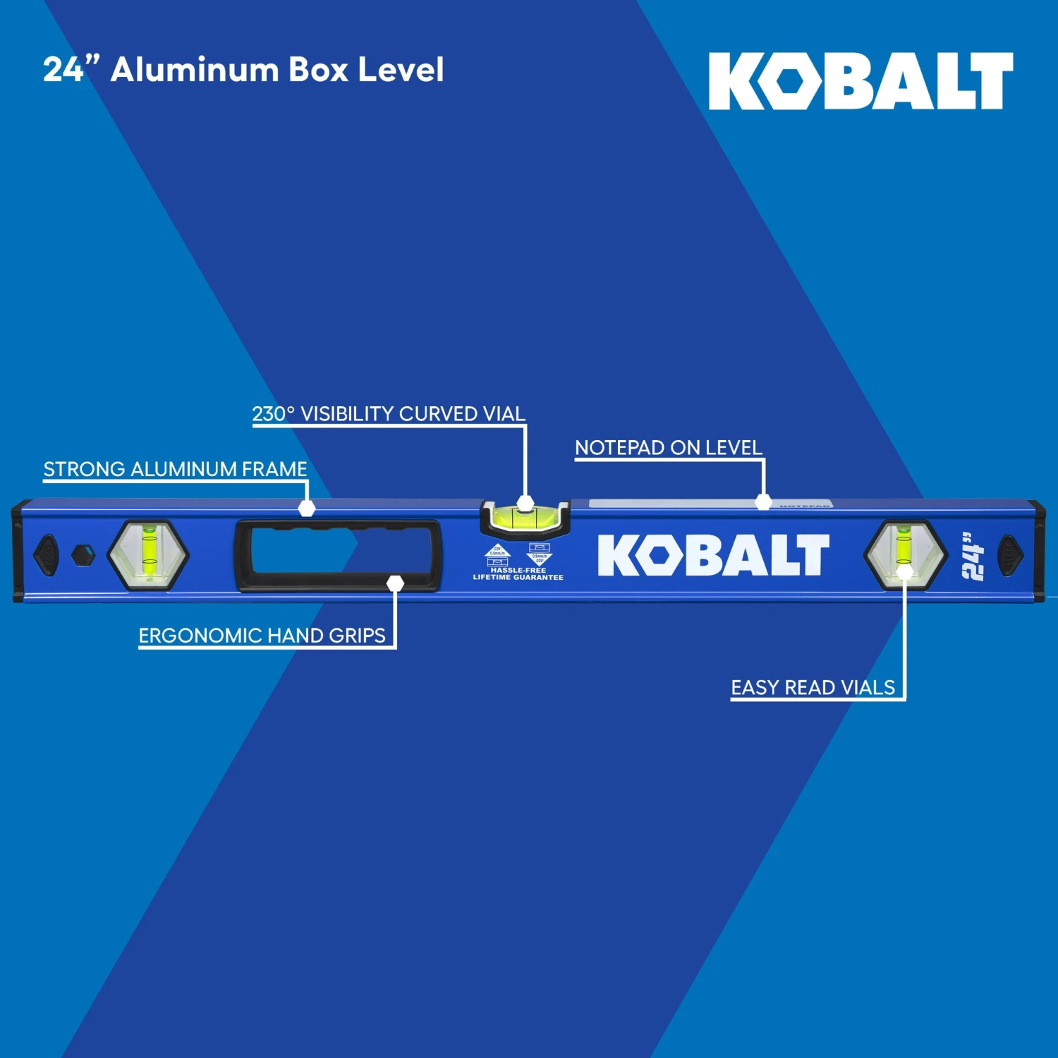 Kobalt Aluminum 24-in 3 Vial Box Beam Level 5 Kobalt Aluminum 24-in 3 Vial Box Beam Level -Kobalt Tools 76382008 scaled
