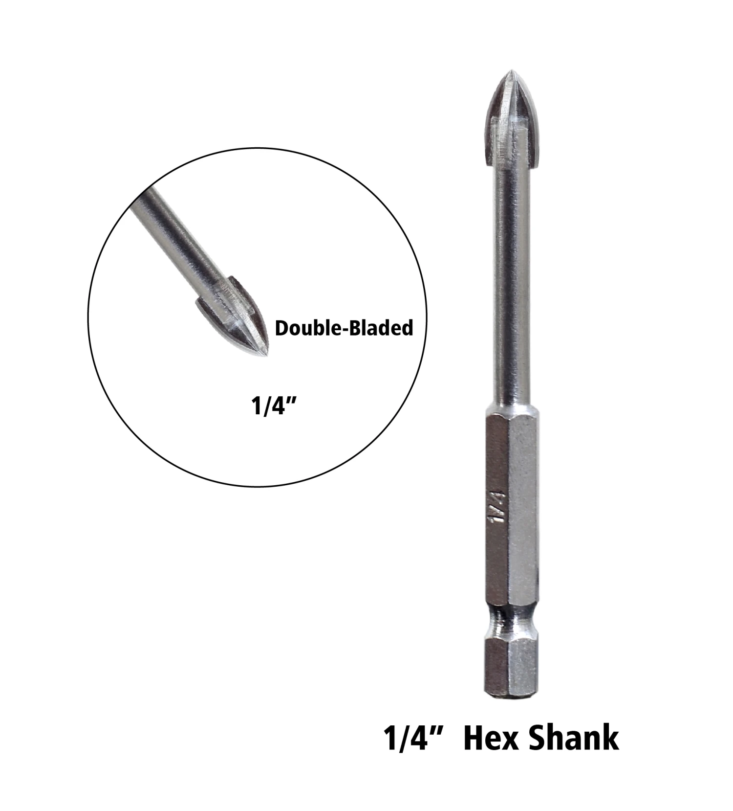 Kobalt 1/4-in 6.30mm #1 J X 75.00mm Carbide Tipped Right Handed Glass And Tile Drill Bit 5 Kobalt 1/4-in 6.30mm #1 J X 75.00mm Carbide Tipped Right Handed Glass And Tile Drill Bit -Kobalt Tools 76577041