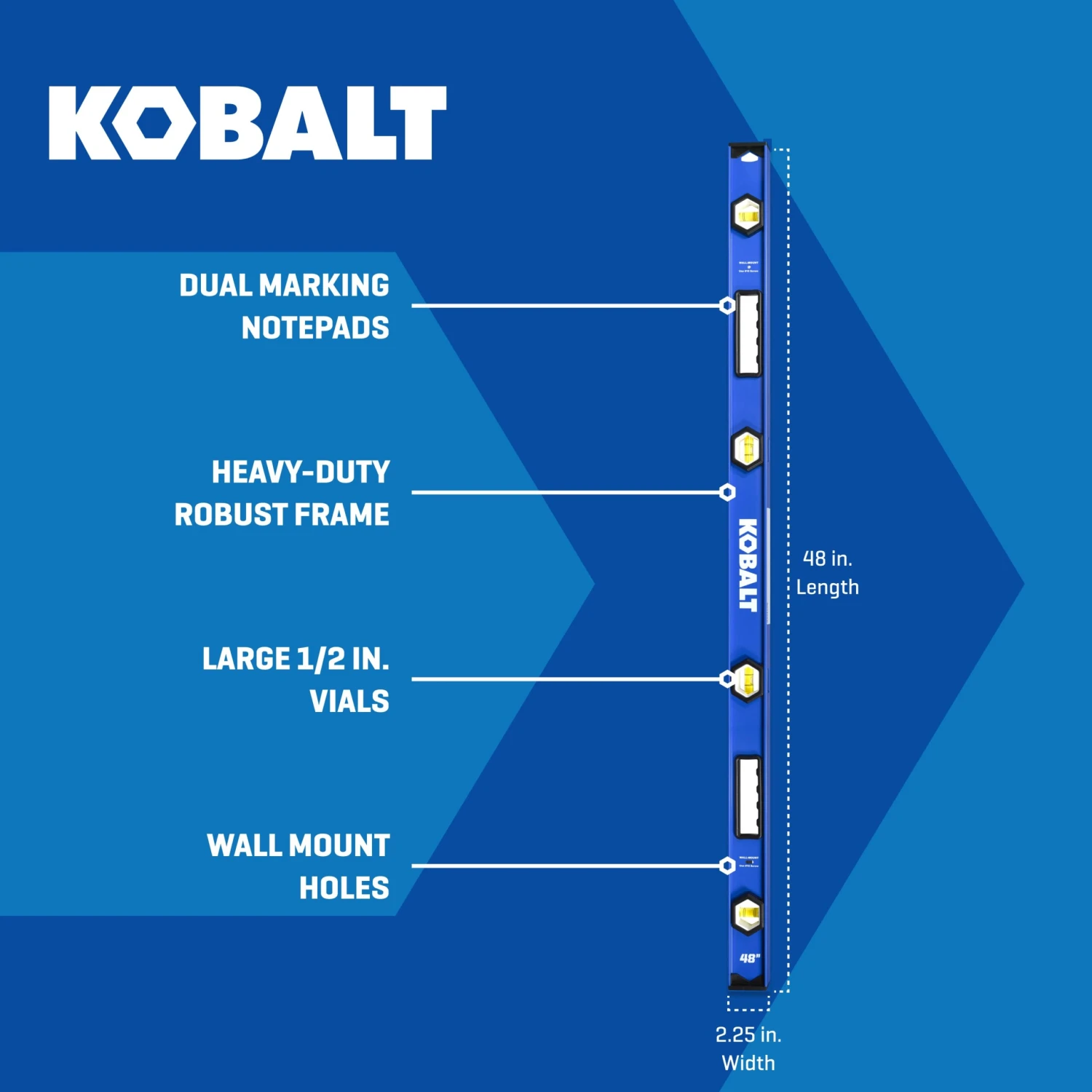 Kobalt Aluminum 48-in 4 Vial I-beam Level 2 Kobalt Aluminum 48-in 4 Vial I-beam Level -Kobalt Tools 76599818 scaled