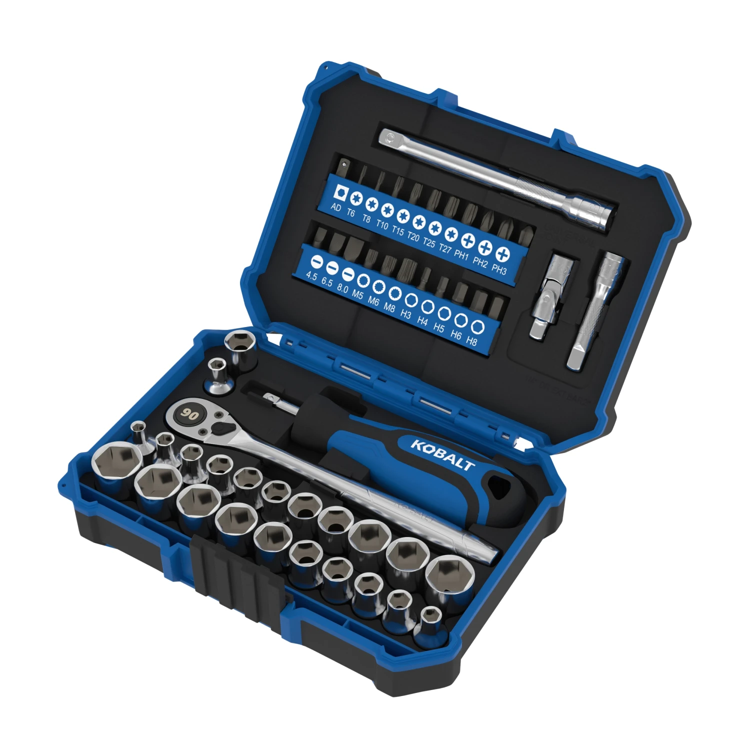 Kobalt 50 -Piece Standard (SAE) And Metric Mechanics Tool Set With Hard Case 4 Kobalt 50 -Piece Standard (SAE) And Metric Mechanics Tool Set With Hard Case -Kobalt Tools 76708060